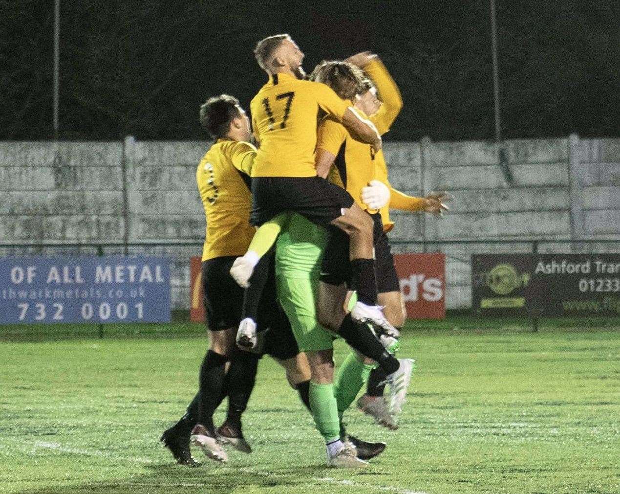 Kennington celebrate their FA Vase victory against Fisher Picture: Paul Davies