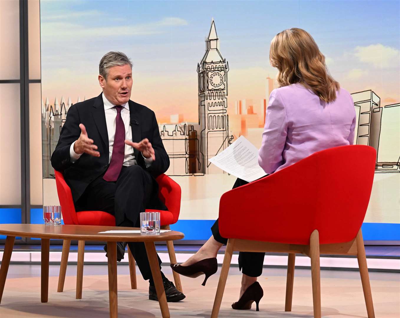 Sir Keir Starmer told Laura Kuenssberg ‘If you lose control of the economy it’s working people who pay’ (Jeff Overs/BBC/PA)