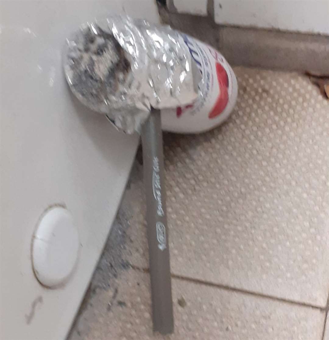 This pipe is believed to have been made to smoke drugs in a toilet block in Herne Bay