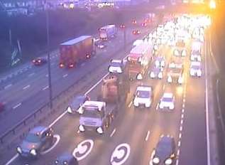 Delays have built up at the Dartford tunnel after a crash. Picture: Highways England