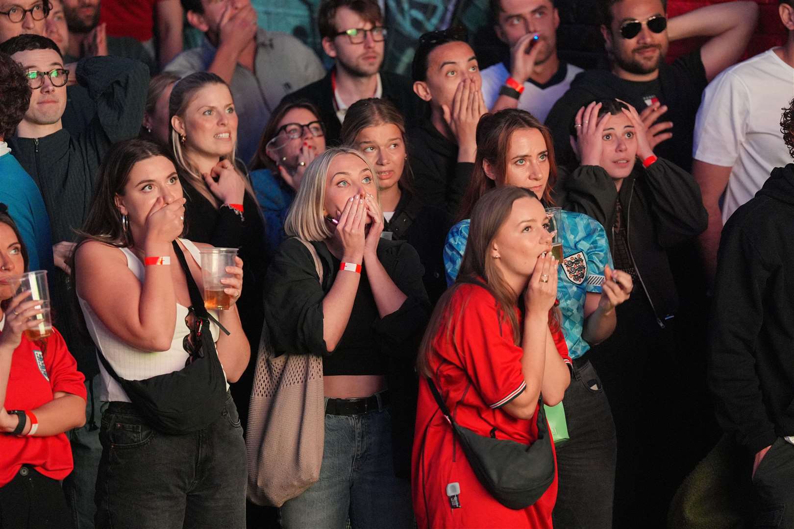 England fans at Peckham Arches in London (Yui Mok/PA)