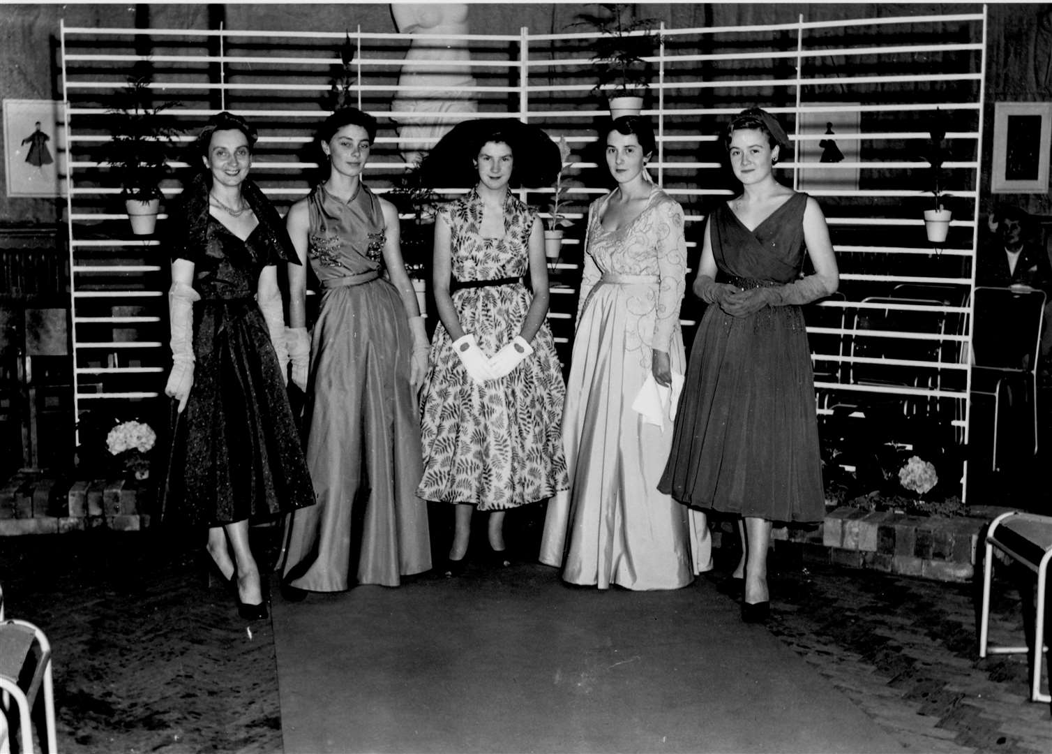 Students at Canterbury College of Art wear some of their own creations at their fashion parade in summer 1952