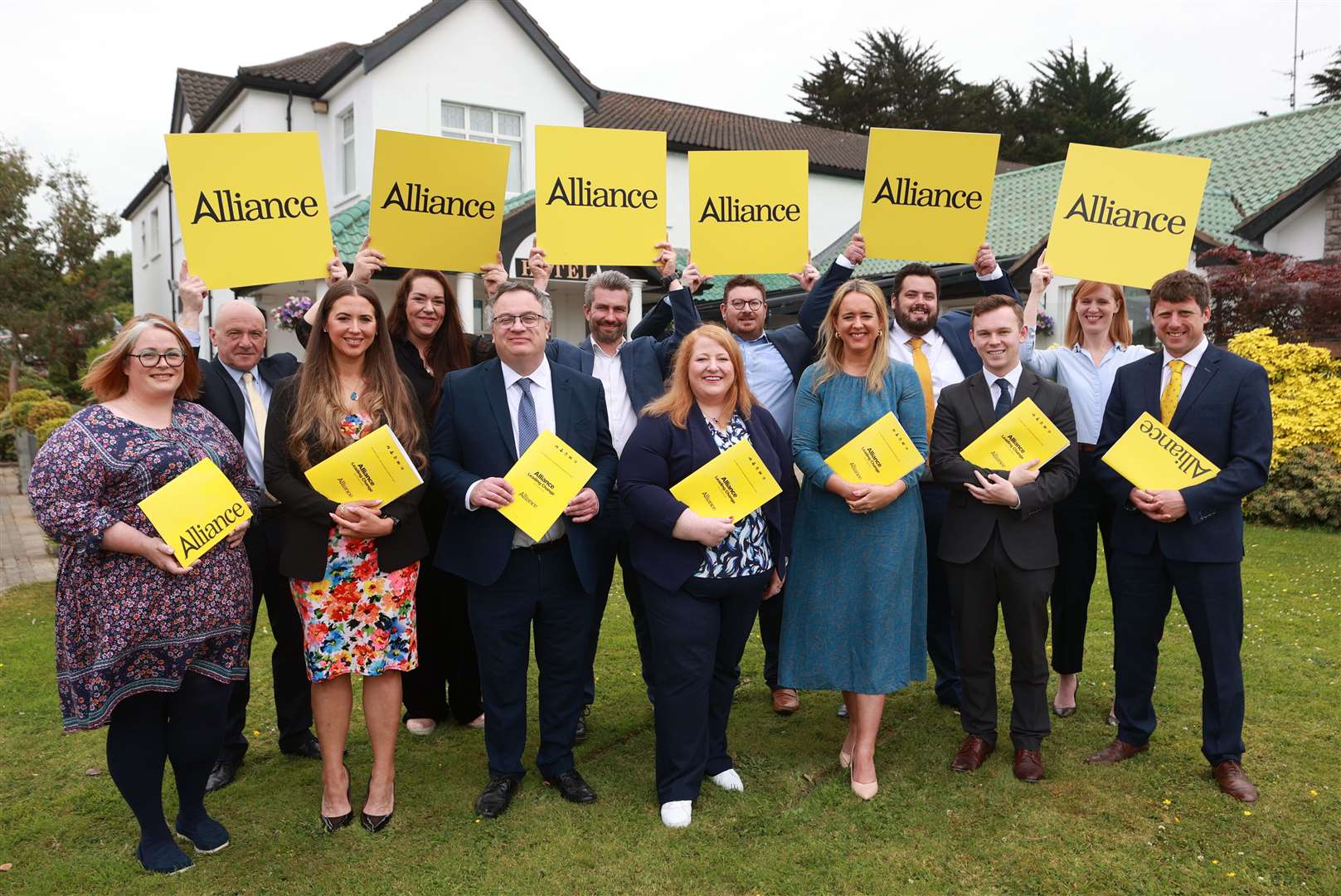 Meanwhile, in Belfast, Alliance leader Naomi Long, centre, launched her party’s manifesto alongside Westminster parliamentary candidates (Liam McBurney/PA)
