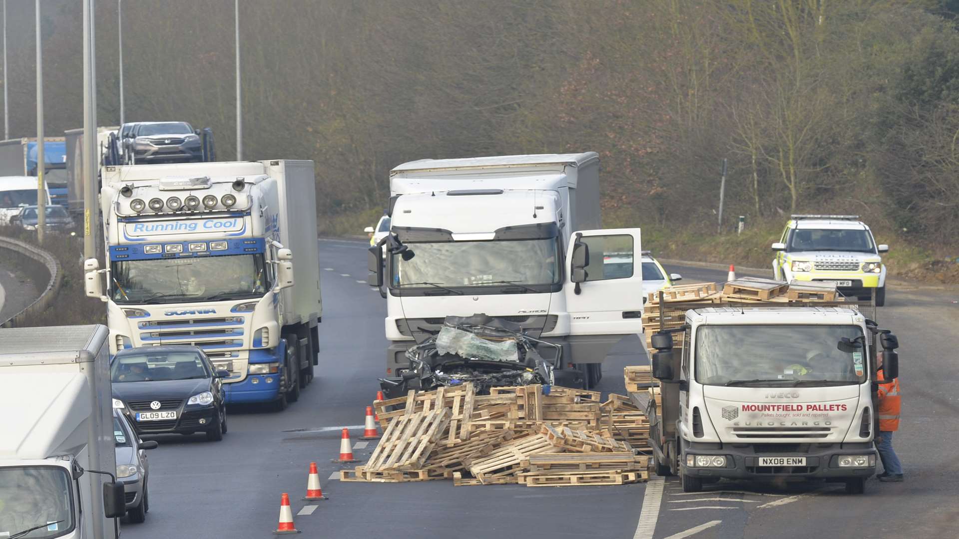 The scene of the crash on the A2