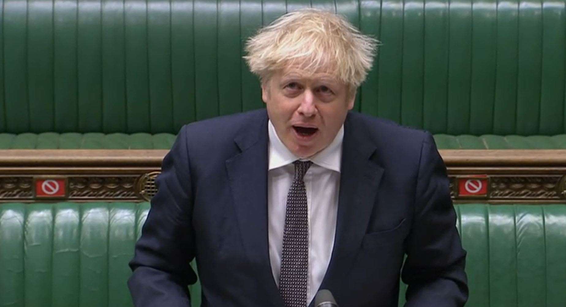 Boris Johnson speaks during Prime Minister’s Questions (House of Commons/PA)