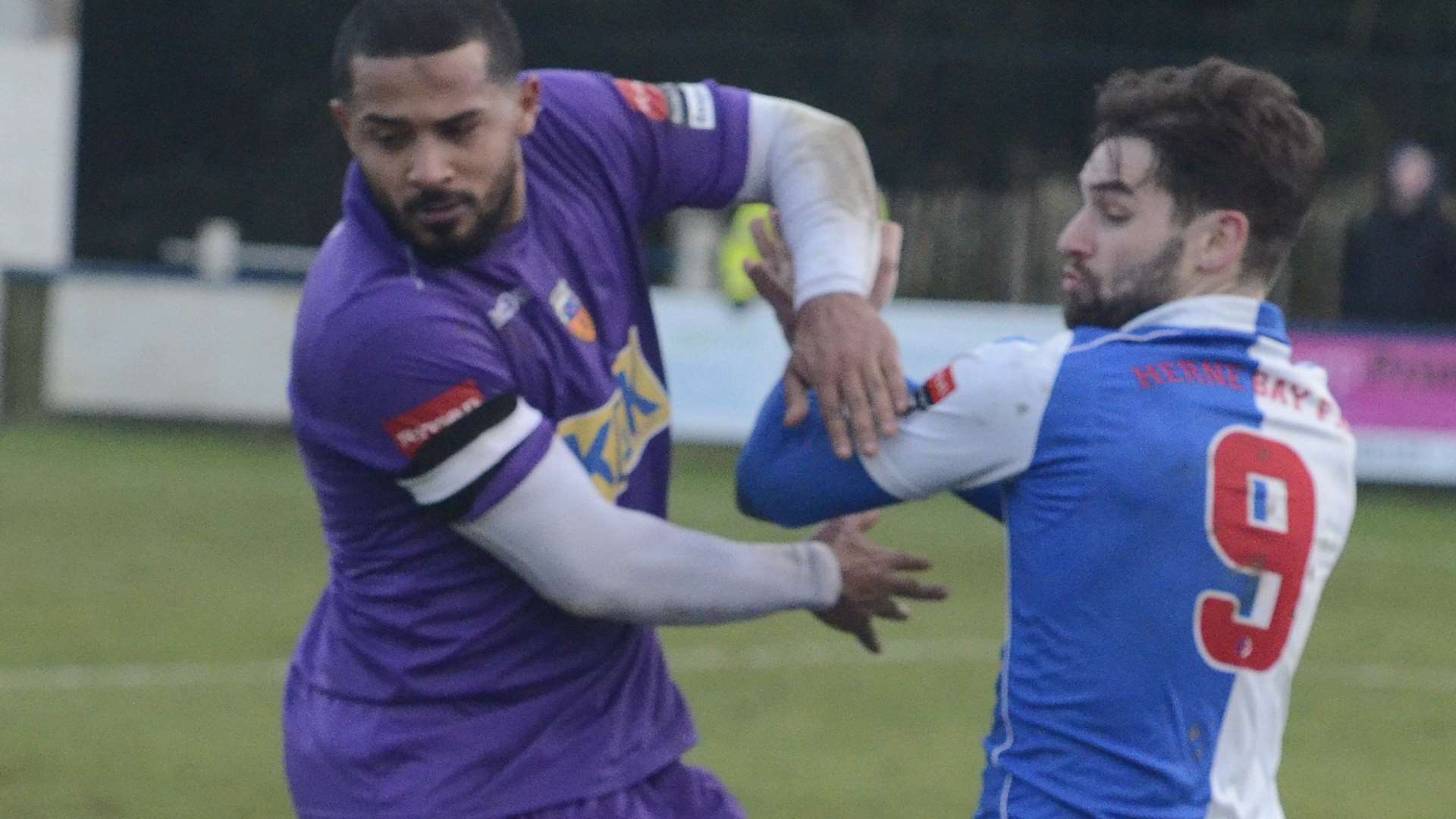 Herne Bay in action against champions Tooting at Winch's Field in February. Pic Chris Davey