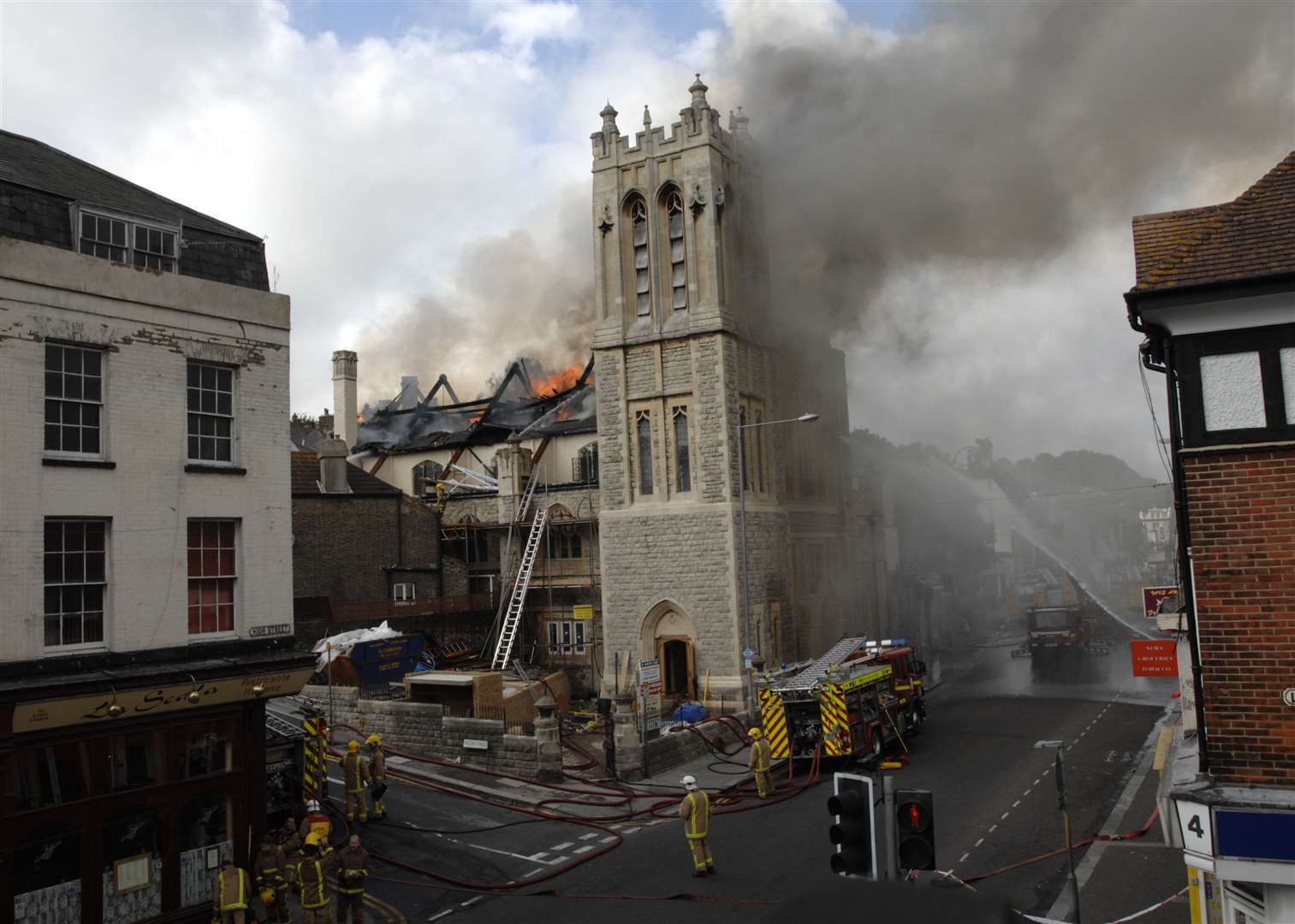 Fire crews at the scene in September 2007