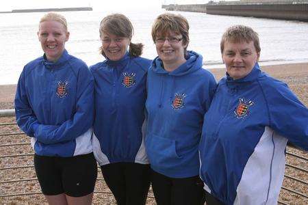 The all-female crew from Dover Rowing Club which rowed across the Channel