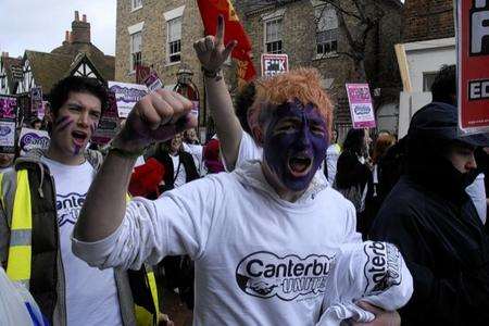 Student protesters march through Canterbury