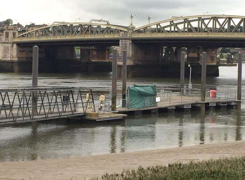 A tarpaulin was erected on Rochester Pier