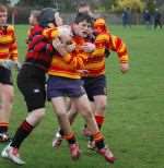 Rising star Gavin Hyder mid-tackle