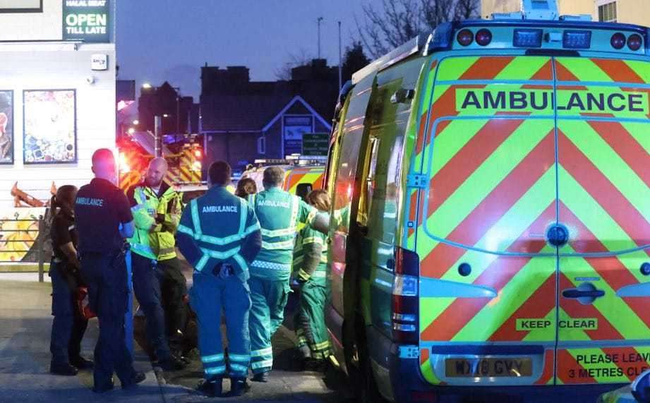 An ambulance at the scene in Knightrider Street, Maidstone. Pic: UKNIP