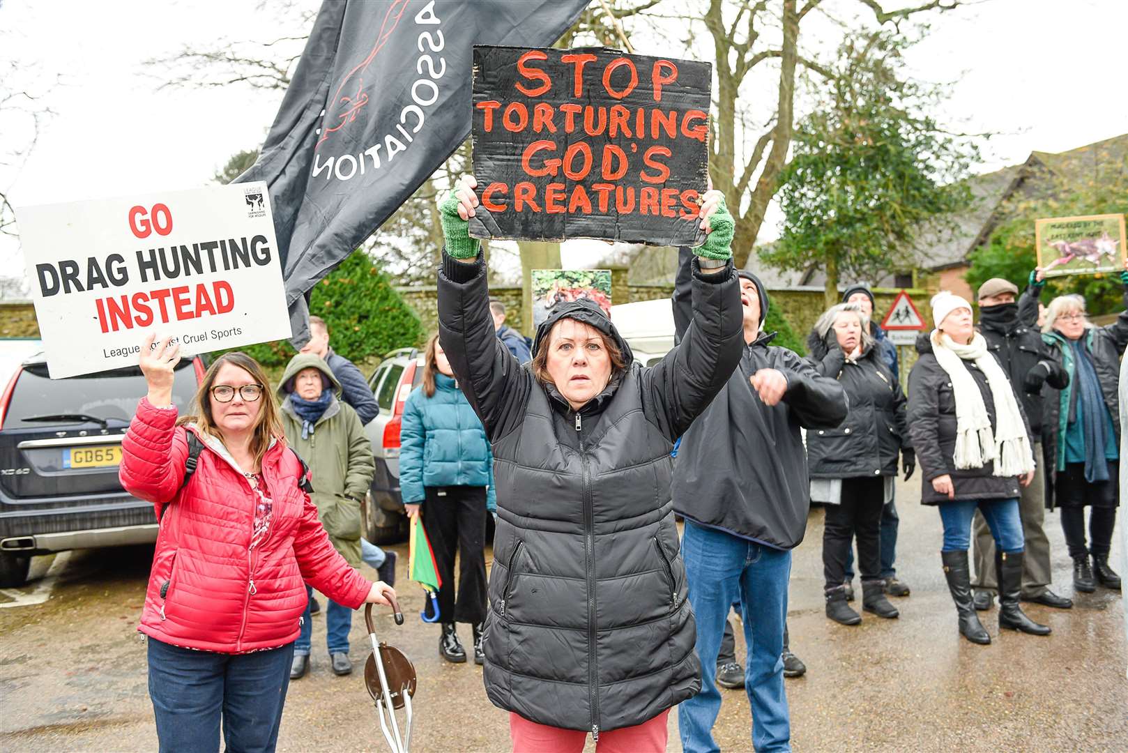 The hunt demonstrators at the last Boxing Day meet in Elham