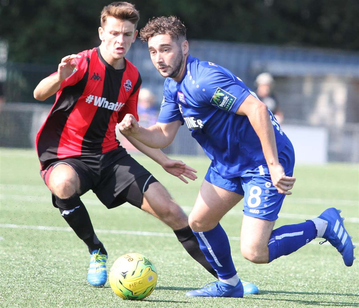 Margate's Alex Brown in action during the defeat to Lewes on Saturday. Picture: Don Walker