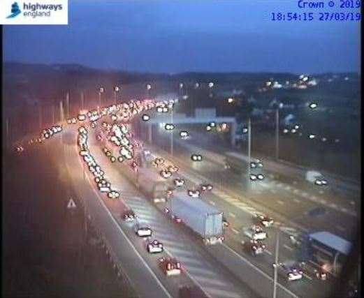 Traffic is queuing back to junction six for Maidstone after a crash in the contraflow system (8115546)