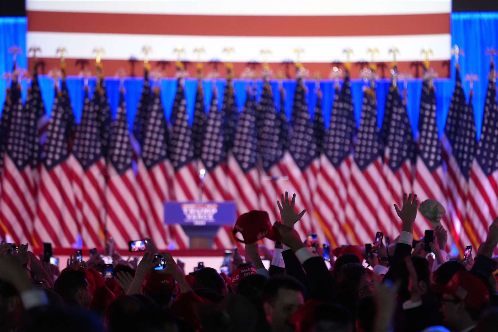 The stage is set for the arrival of Republican presidential nominee Donald Trump in West Palm Beach, Florida (Alex Brandon/AP)