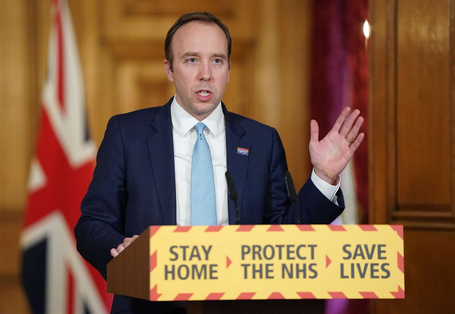 10 Downing Street handout photo of Health Secretary Matt Hancock speaking during a media briefing in Downing Street, London, on coronavirus (Covid-19) (Downing Street/PA)