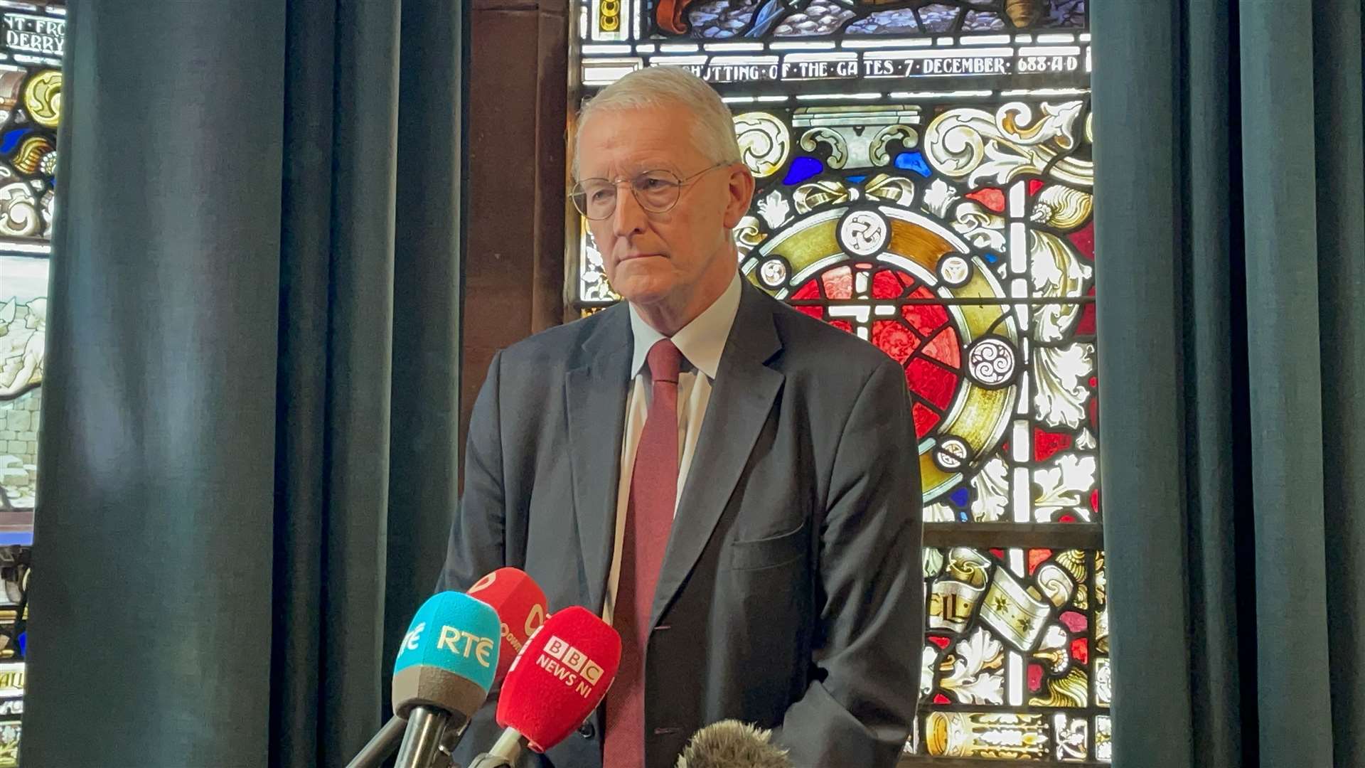 Secretary of State for Northern Ireland Hilary Benn speaks at the Guildhall in Londonderry on Wednesday (Rebecca Black/PA)