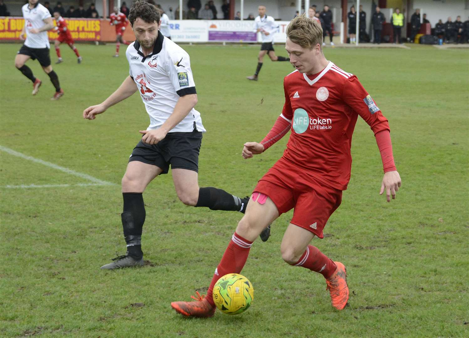 Sid Sollis in action for Hythe during his loan spell Picture: Paul Amos