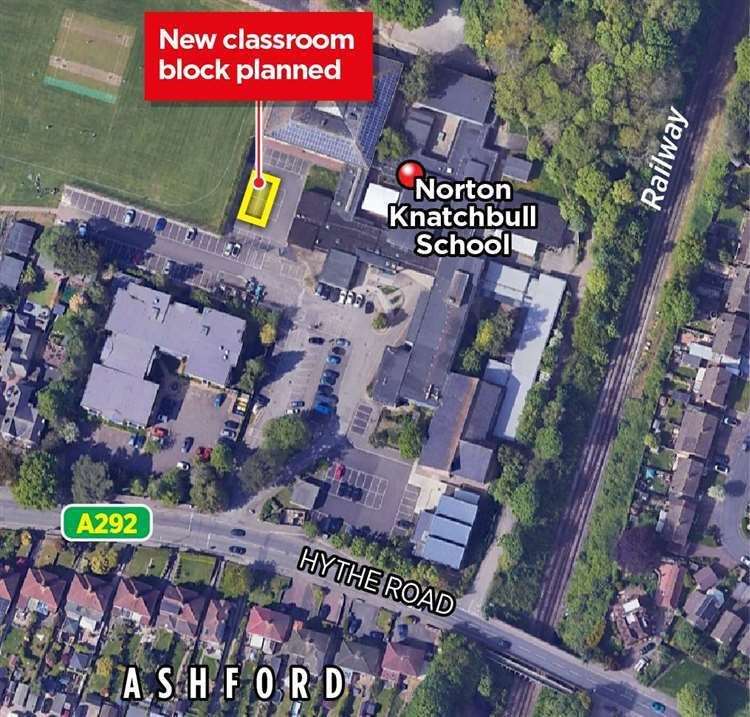 Where the new teaching block will be built at The Norton Knatchbull School in Ashford