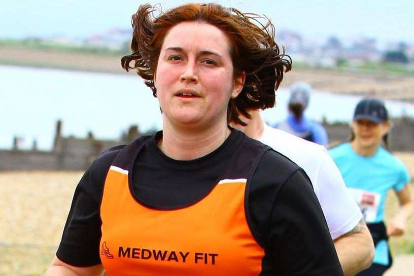 Hayley Stewart running the Whitstable 10k which she was disqualified from for wearing headphones