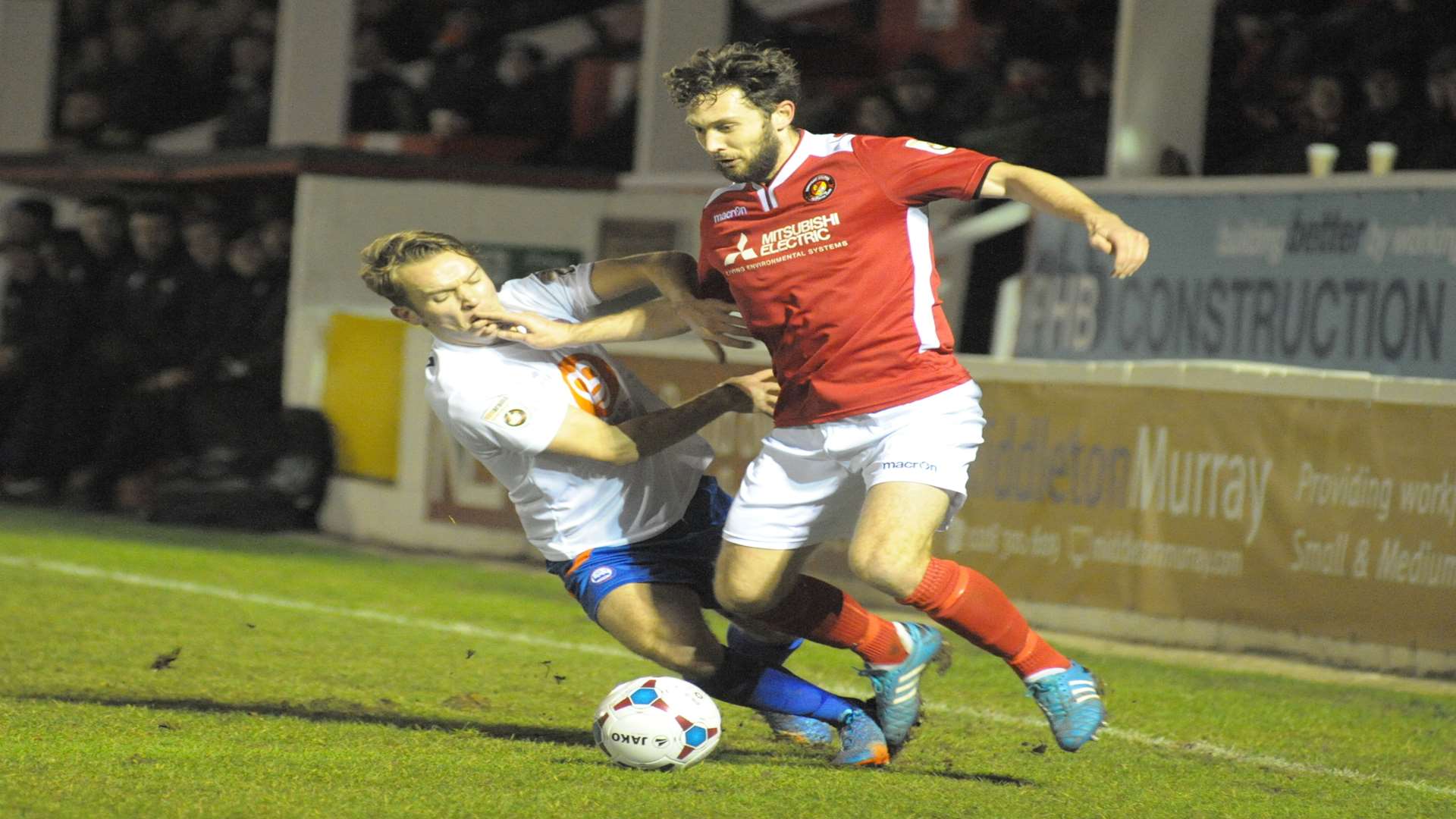 Dean Rance on the ball for Ebbsfleet against Braintree on Tuesday night Picture: Steve Crispe