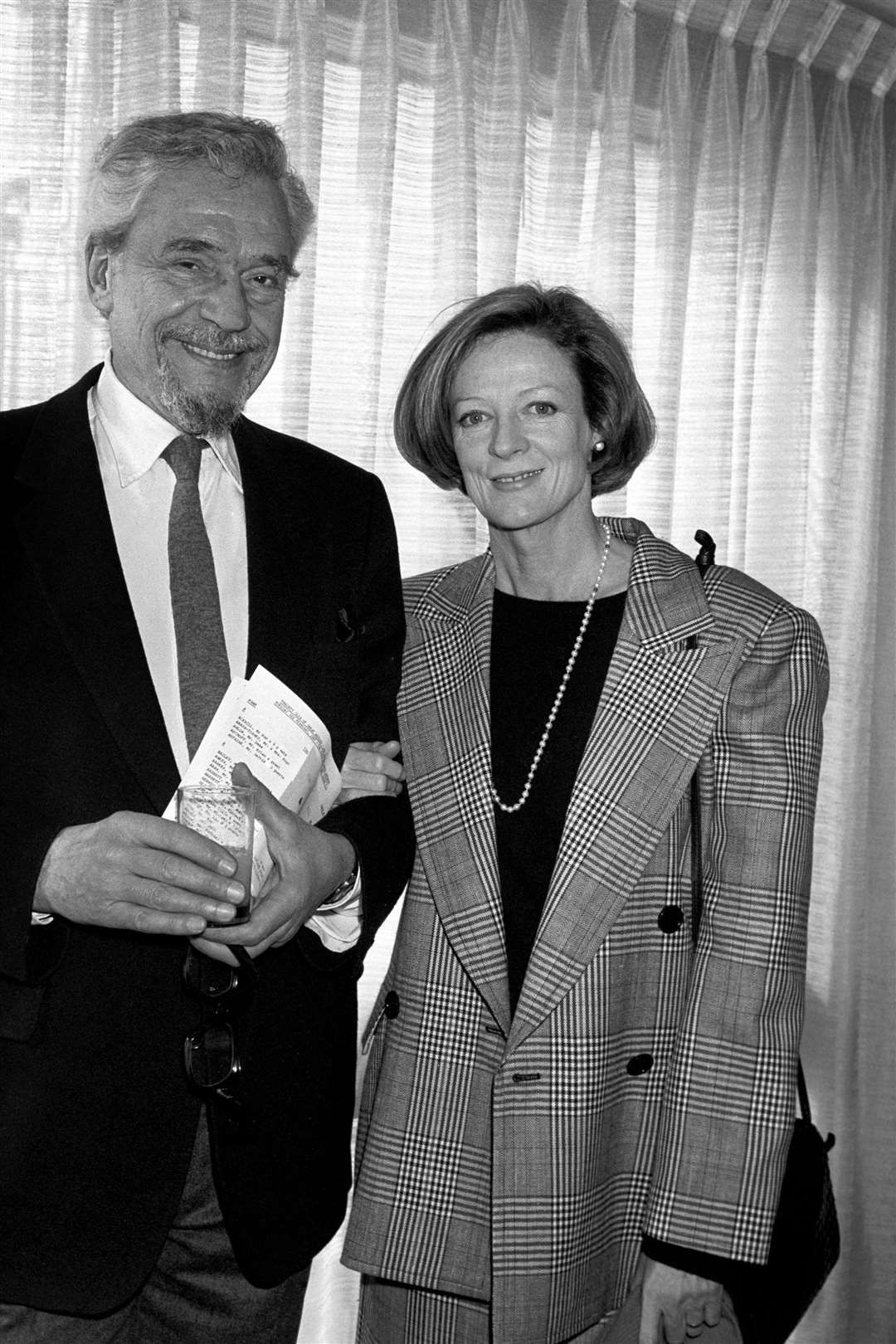 Dame Maggie Smith and Paul Scofield at London’s Hilton Hotel in 1987 where they picked up their awards from the Variety Club of Great Britain (PA)