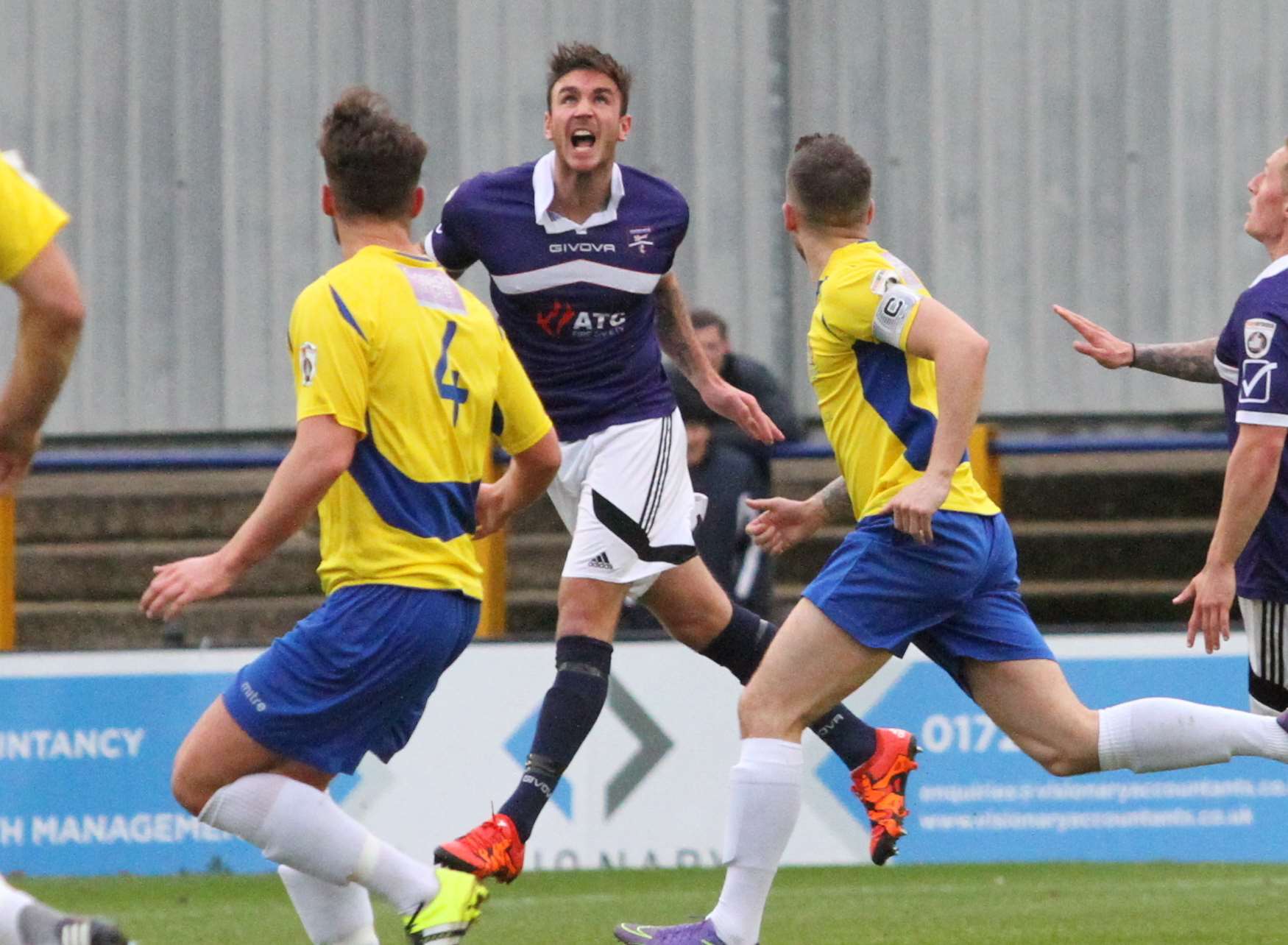 Matt Johnson wins a header for his new club Margate Picture: Don Walker