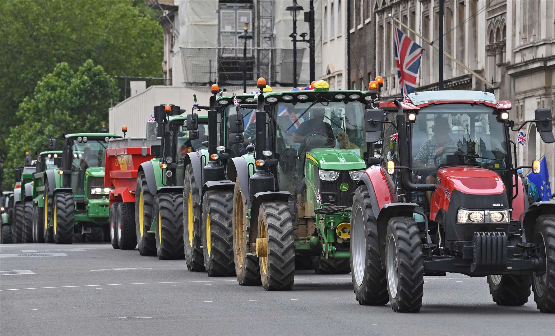 A demonstration organised by Save British Farming about threats to UK food standards in future trade deals (Stefan Rousseau/PA)