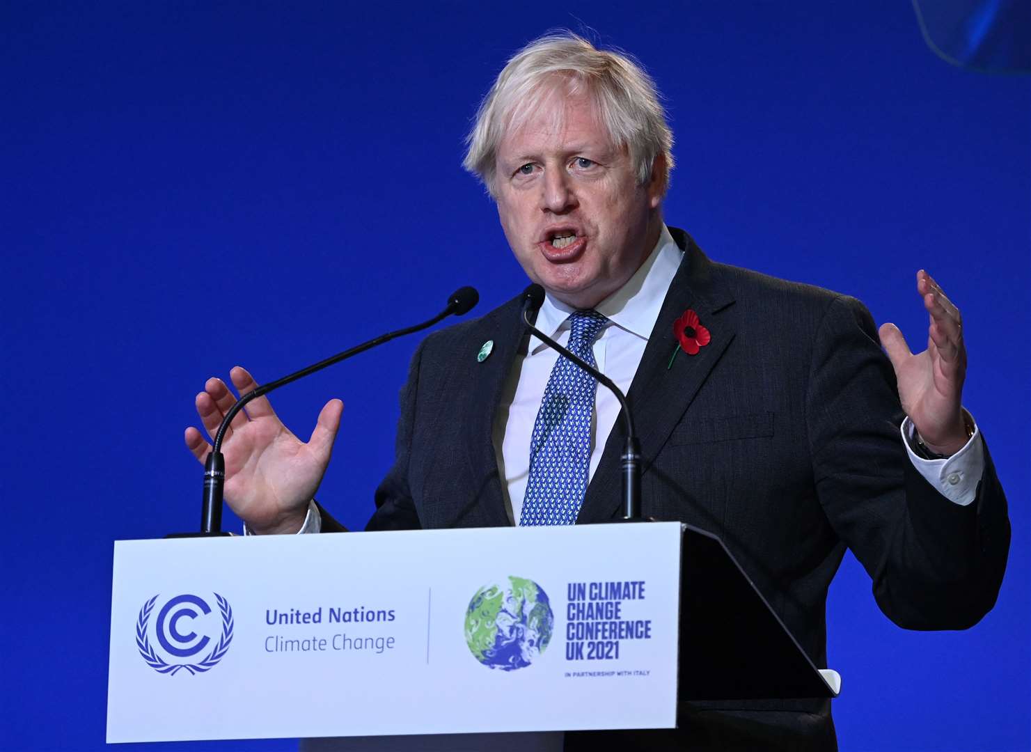 Prime Minister Boris Johnson speaking during the opening ceremony for the Cop26 summit (Jeff J Mitchell/PA)