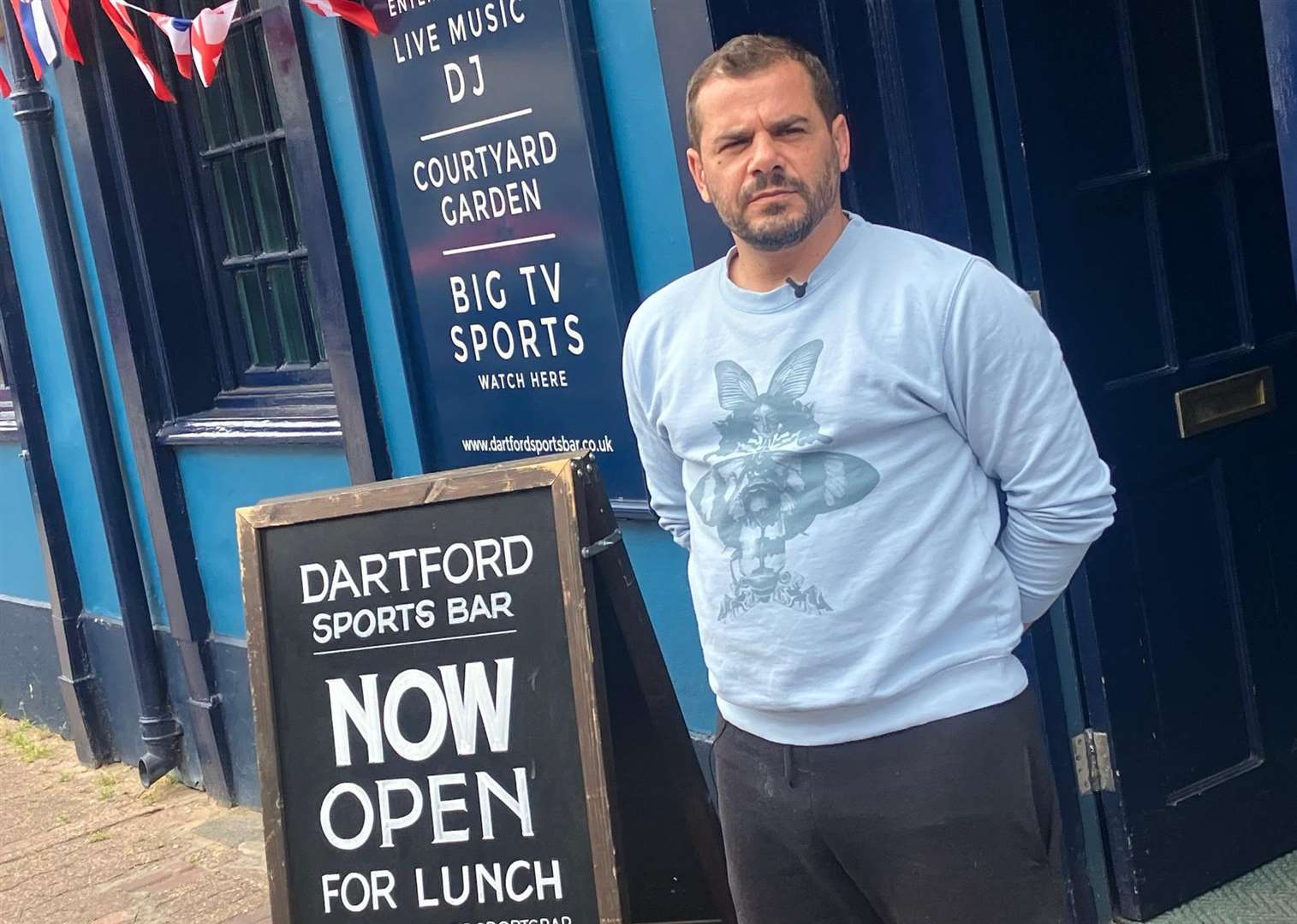 Chris Michaelas, 37, who runs the Dartford Sports Bar (PIC Simon Finlay LDRS)