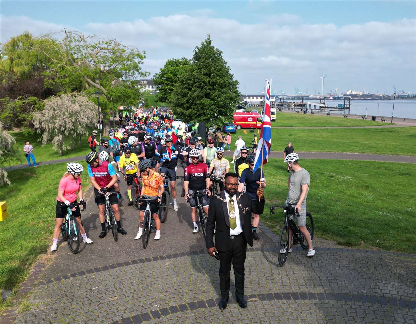 The Mayor of Gravesham, Cllr Daniel Adewale King let the riders off. Picture: Jason Arthur