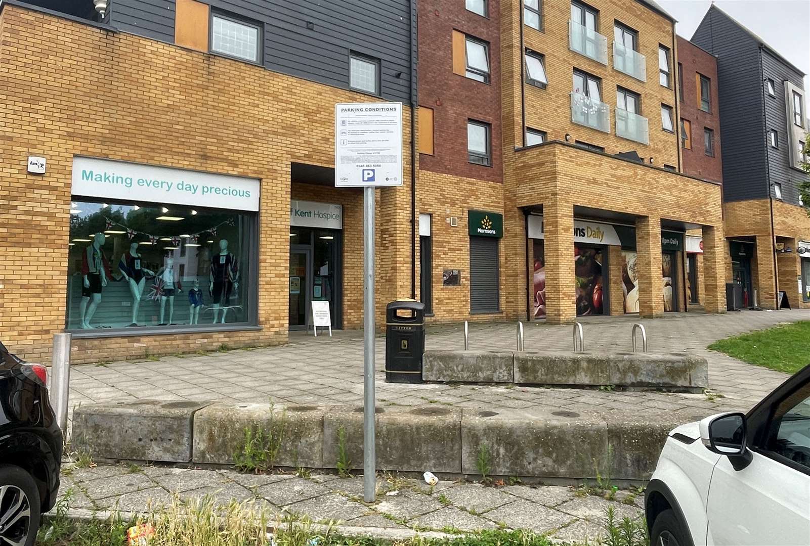 A sign near Cobb Way in Park Wood, Maidstone, which tells people they may be fined if they park in the three bays