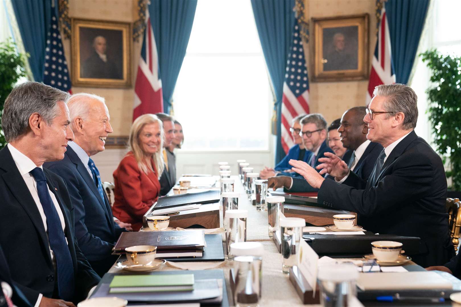 Sir Keir Starmer and Joe Biden met in the Blue Room at the White House in Washington DC on Friday (Stefan Rousseau/PA)