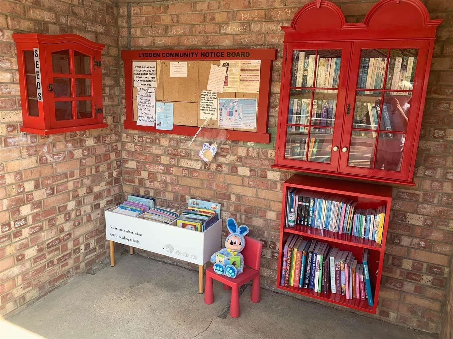 The tiny community library inside a bus shelter. Picture: Lydden Village Community Group