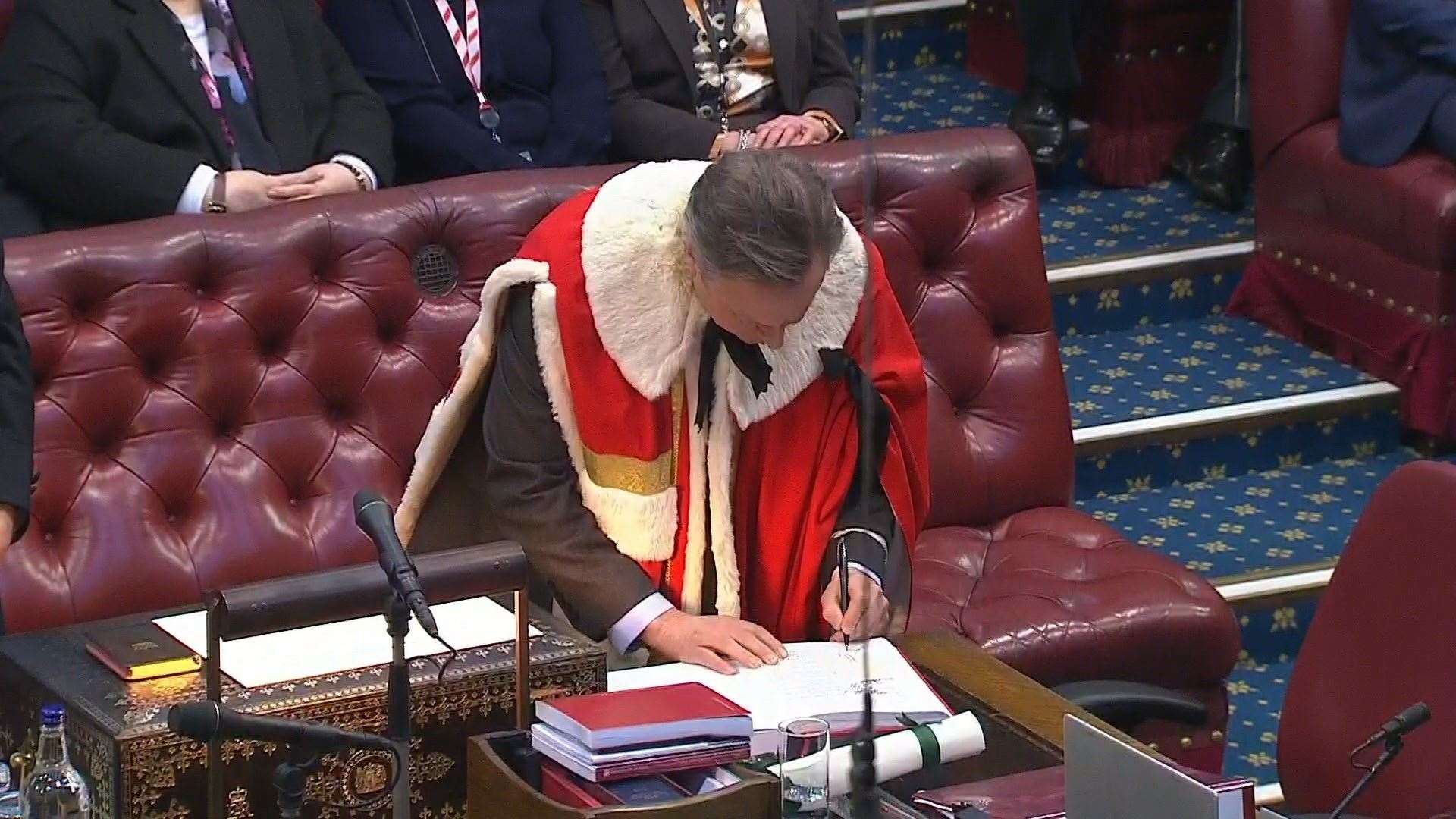 Lord Cameron of Chipping Norton during his official introduction to the upper chamber (UK Parliament/PA)