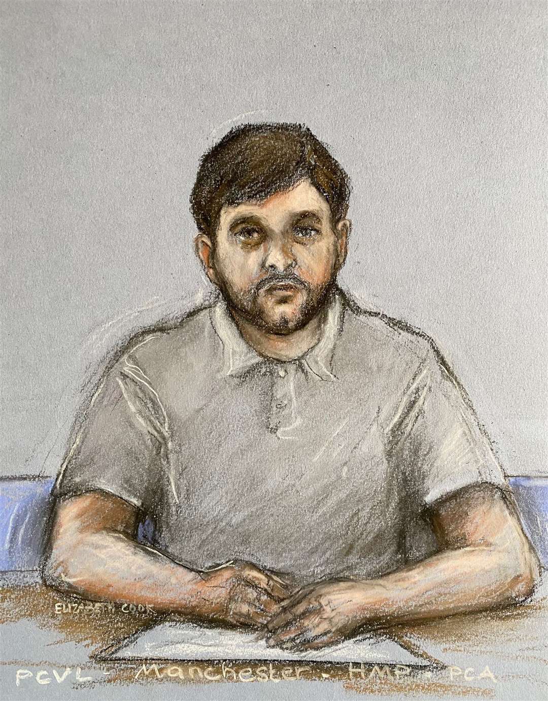 Court artist sketch of Thomas Cashman (Elizabeth Cook/PA)