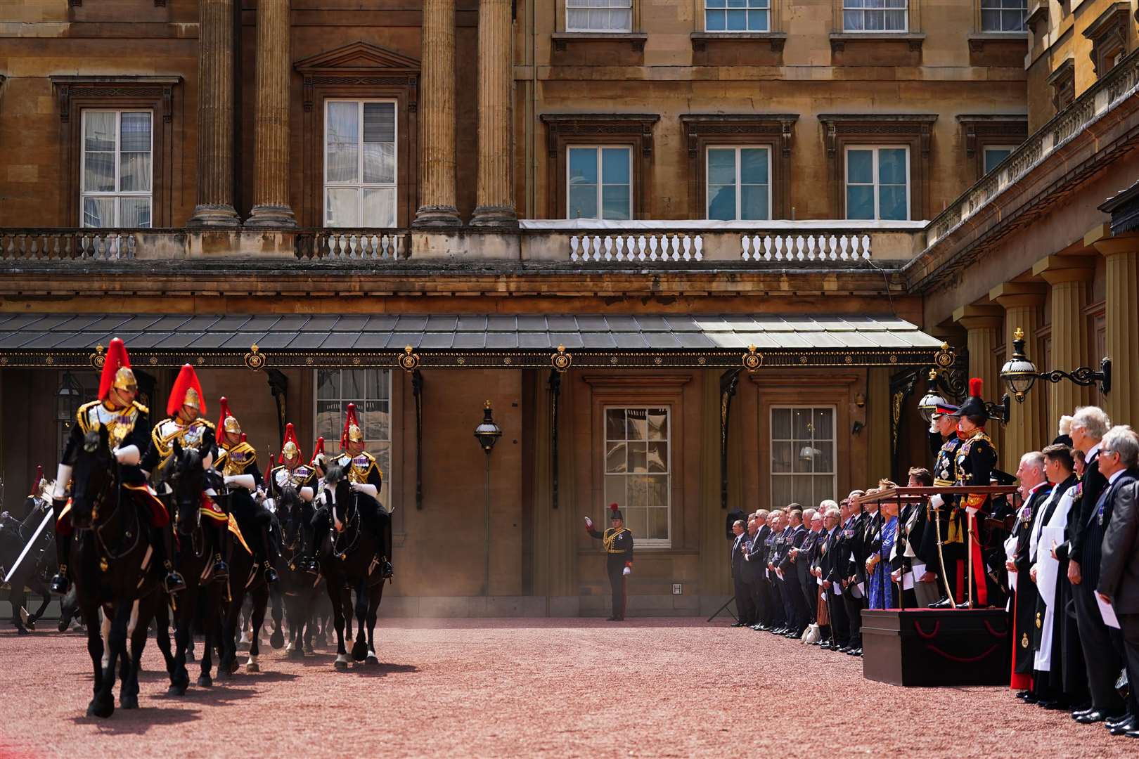 The King and the Princess Royal take the salute (Victoria Jones/PA)