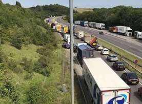 Traffic on the A249. Picture: James Cross on Facebook