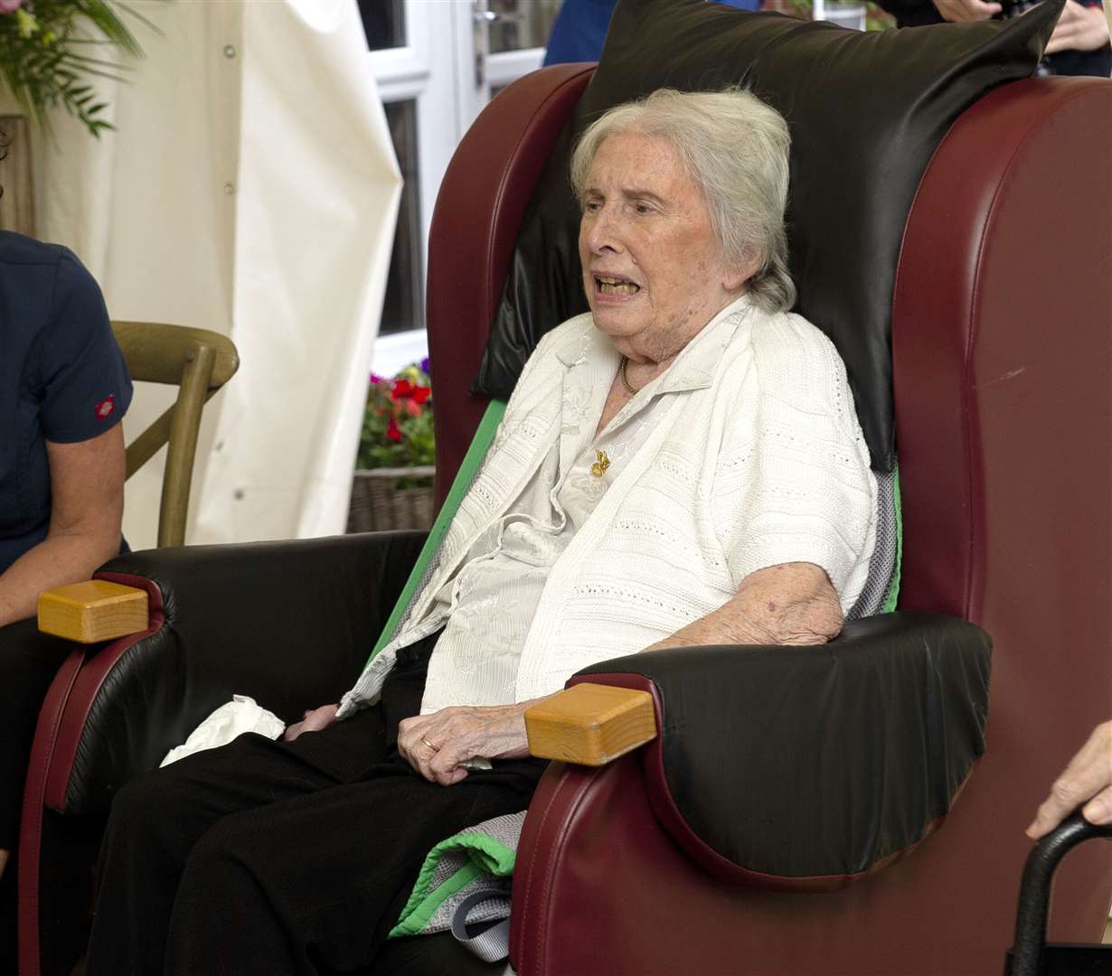 Resident Joan Drew-Smith, 87, made William and Kate laugh with her criticism of their bingo calling (Jonathan Buckmaster/Daily Express/PA)