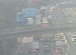 Traffic is congested on the M20 between Aylesford and Leybourne. Picture: National Highways