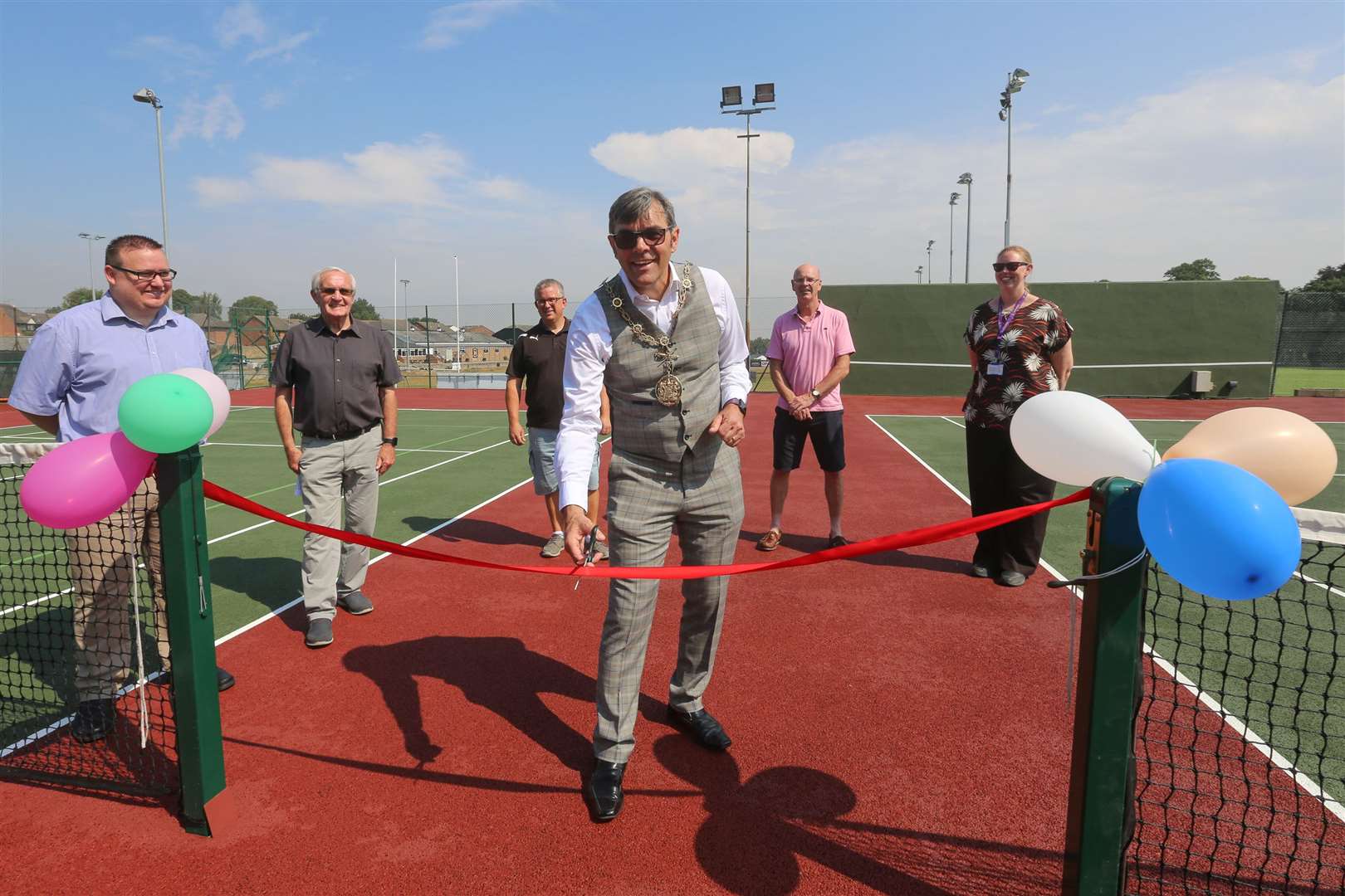 Gravesham mayor Cllr John Caller opened the new courts at Gravesham Tennis Club last month. Picture: Rob Powell
