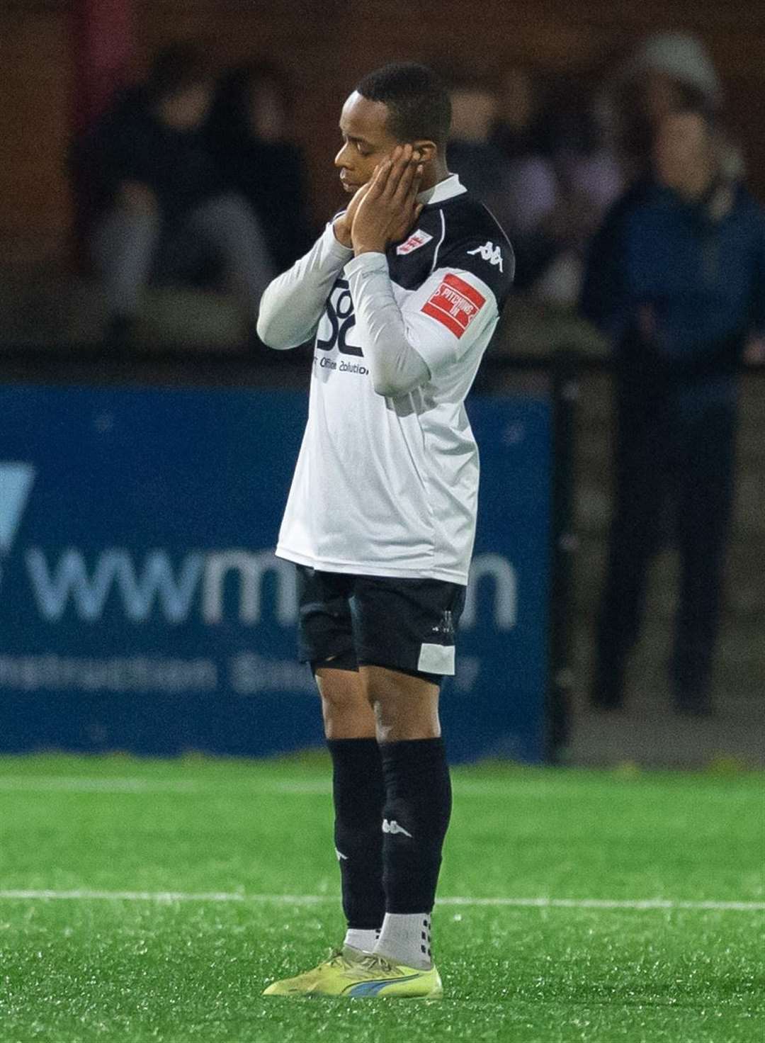 Kieron Campbell celebrates his equaliser for Faversham. Picture: Ian Scammell