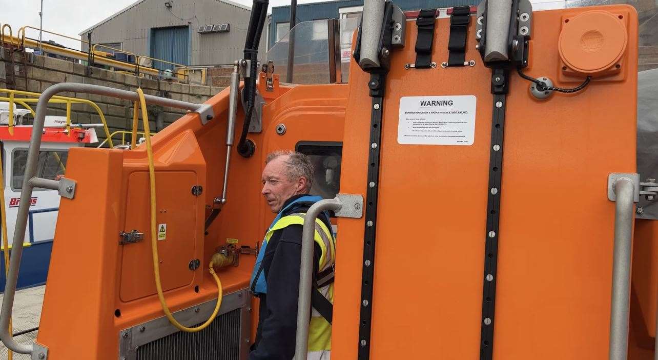 Paul Jarvis on the Shannon-class lifeboat at Sheerness Lifeboat Station. Picture: Megan Carr