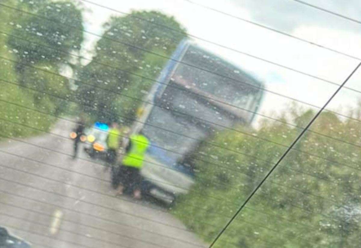 Stagecoach bus pulled from ditch in Canterbury Road near Elham