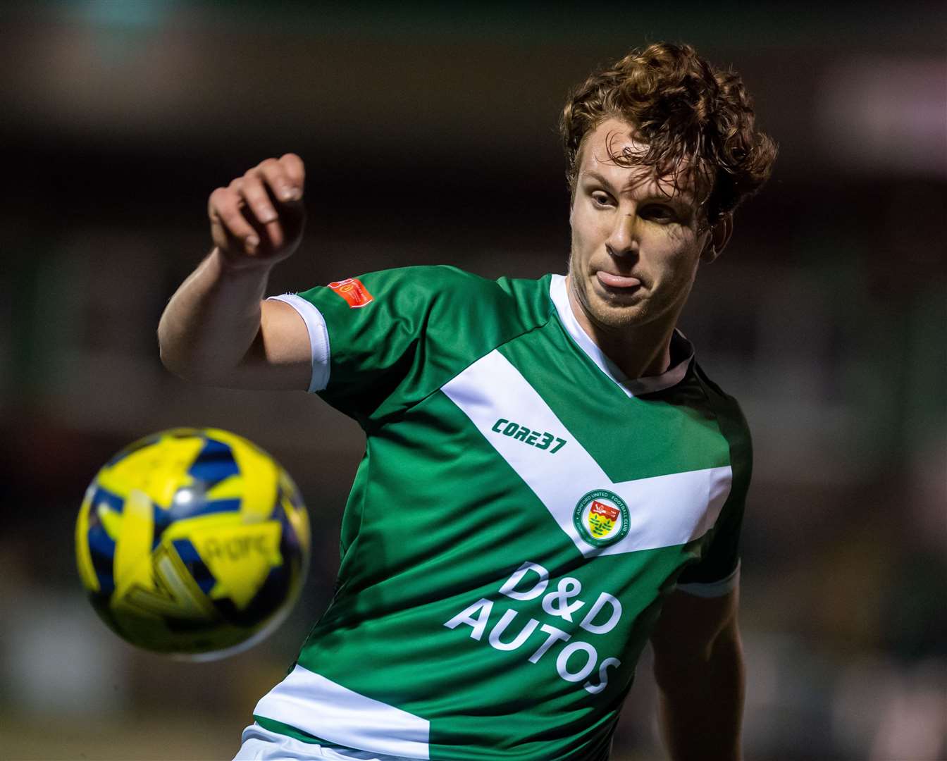 Ashford United midfielder Josh Wisson in action against Three Bridges. Picture: Ian Scammell