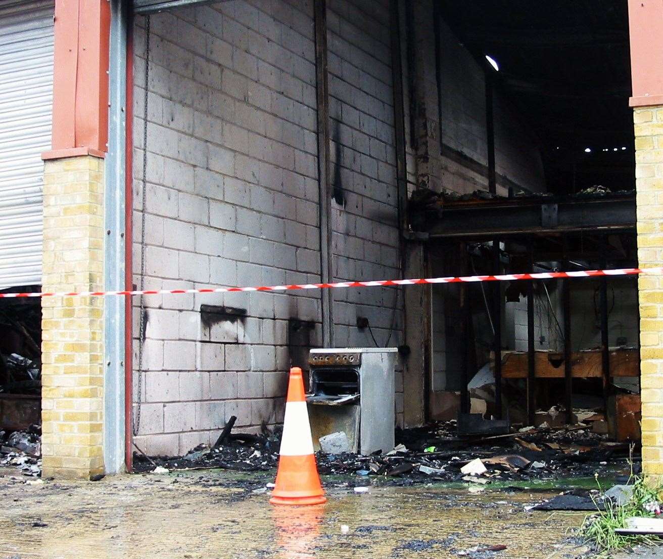 One of the fire-ravaged workshops at Upper Brents. Picture: Kent Fire and Rescue