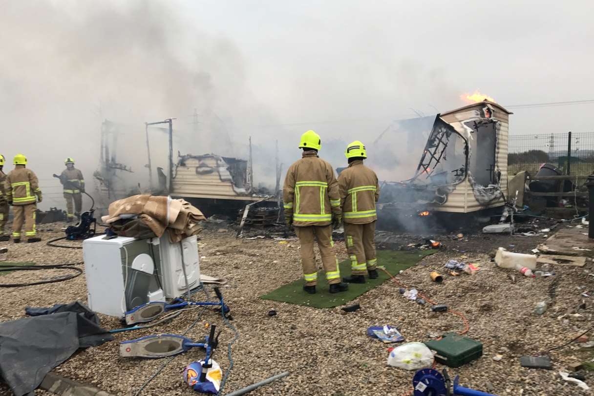 The mobile home has been completely destroyed.