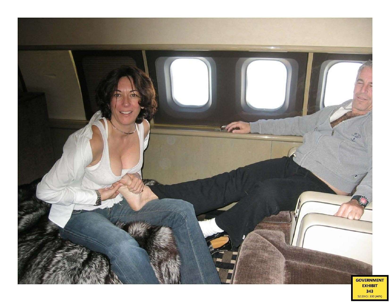 Photograph issued by the US Department of Justice of Ghislaine Maxwell with Jeffrey Epstein that has been shown to the court (US Department of Justice)