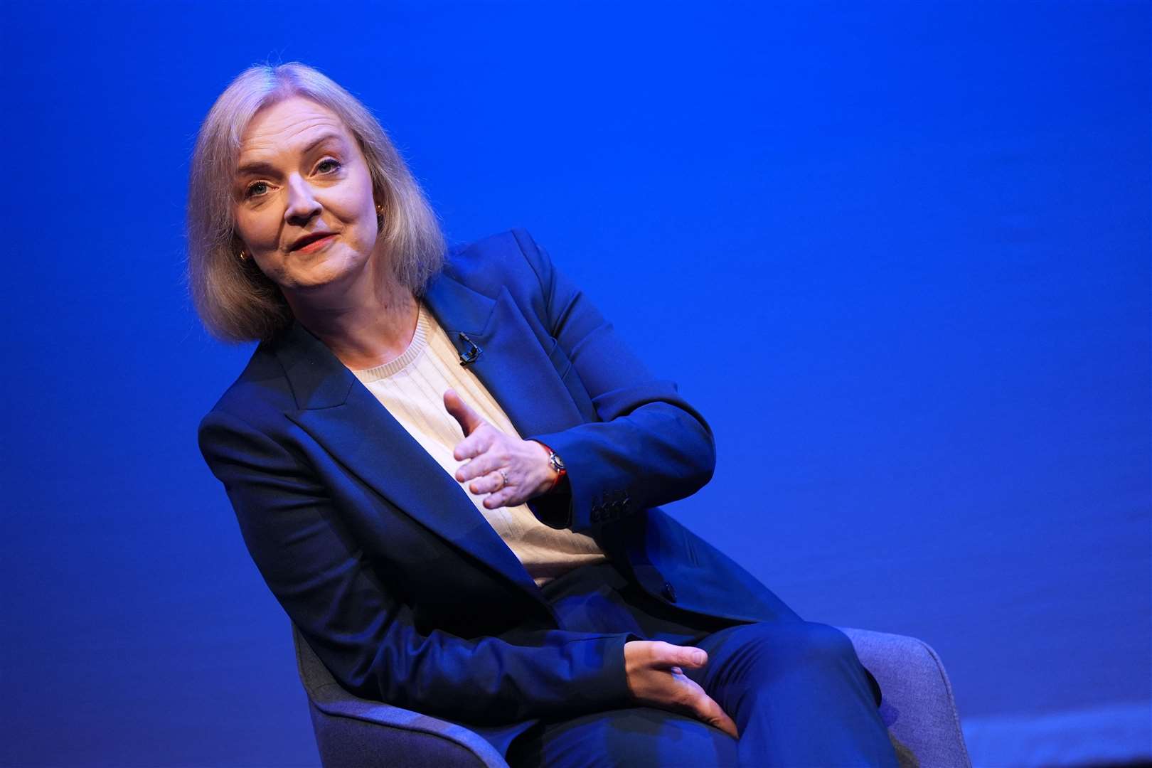 Liz Truss during the Conservative Party conference at the International Convention Centre in Birmingham (Jacob King/PA)